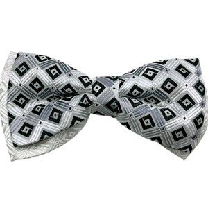 THE BIG KNOT Men's Silk LUXURY  Bow Tie Black White Geometric W:3.1" EUC